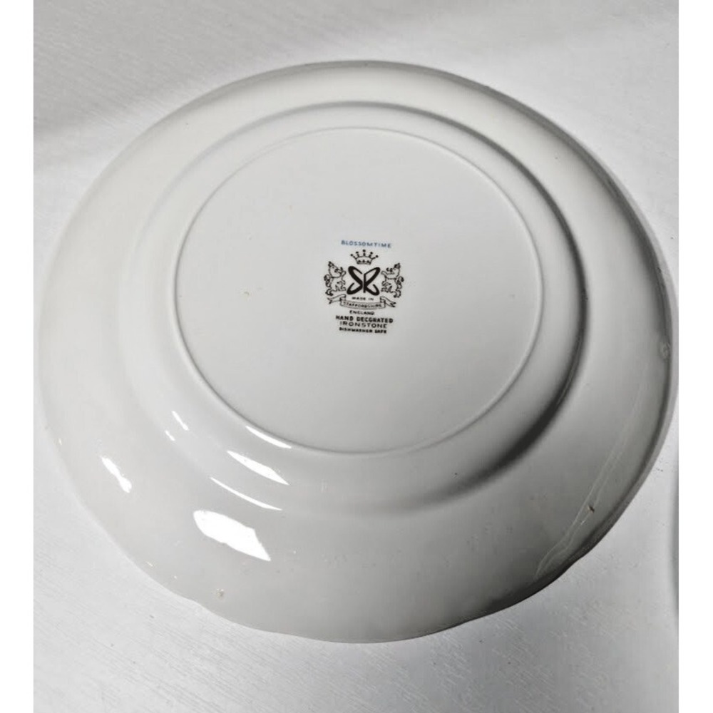 3 Vintage Staffordshire Ironstone Blossomtime Blue Salad Plates Made In England - Picture 3 of 8